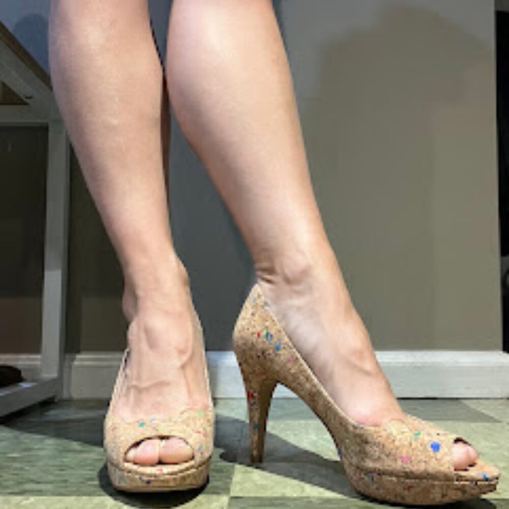 Vince Camuto Cork Confetti Peep Toe Pump